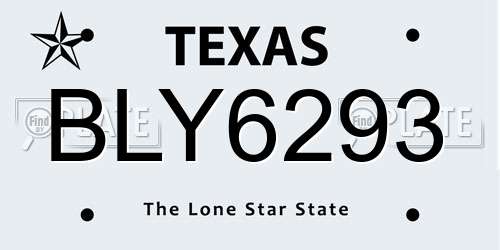BLY6293 Texas License Plate