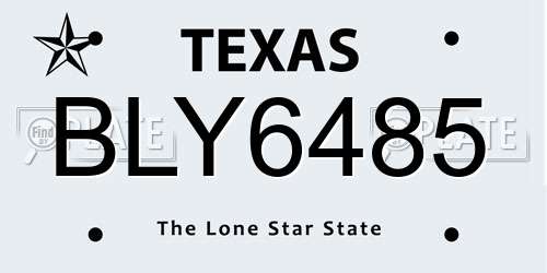 BLY6485 Texas License Plate