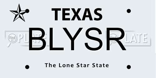 BLYSR Texas License Plate