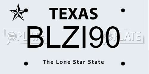 BLZI90 Texas License Plate
