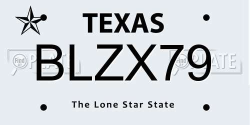 BLZX79 Texas License Plate