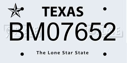 BM07652 Texas License Plate