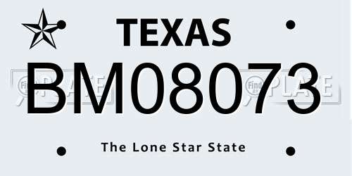 BM08073 Texas License Plate