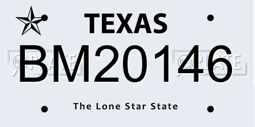 BM20146 Texas License Plate