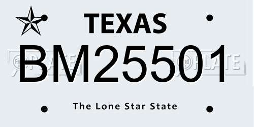 BM25501 Texas License Plate