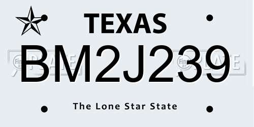 BM2J239 Texas License Plate