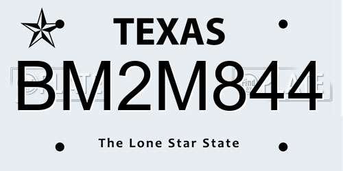 BM2M844 Texas License Plate