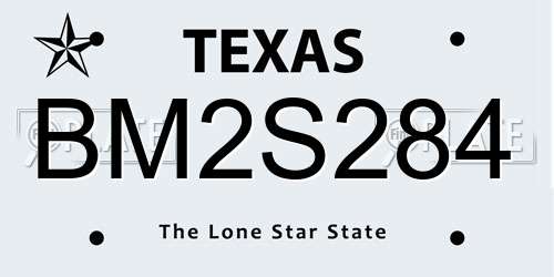 BM2S284 Texas License Plate