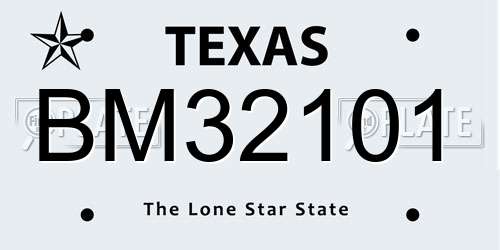 BM32101 Texas License Plate