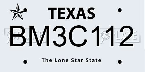BM3C112 Texas License Plate