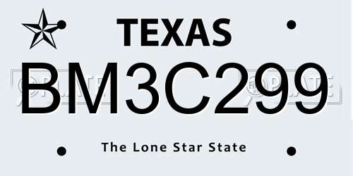 BM3C299 Texas License Plate