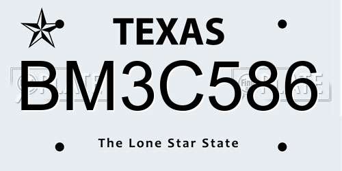 BM3C586 Texas License Plate