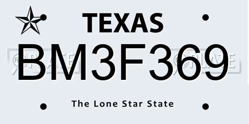 BM3F369 Texas License Plate