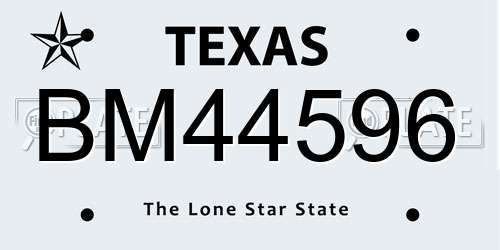 BM44596 Texas License Plate