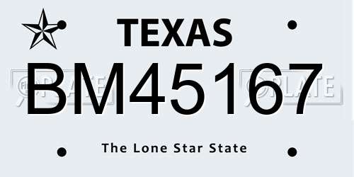 BM45167 Texas License Plate