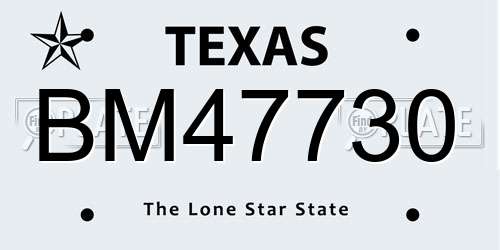 BM47730 Texas License Plate