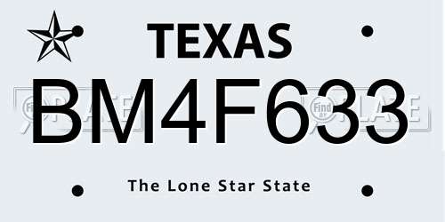 BM4F633 Texas License Plate