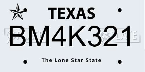 BM4K321 Texas License Plate