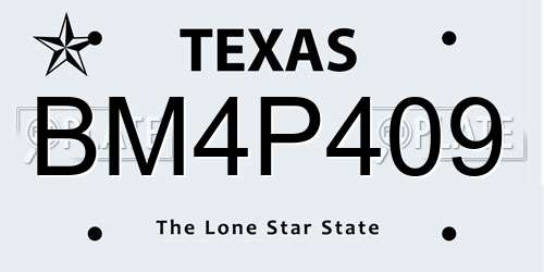 BM4P409 Texas License Plate