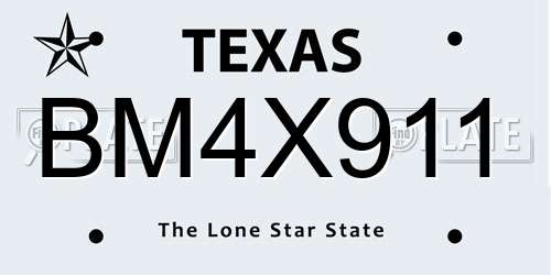 BM4X911 Texas License Plate