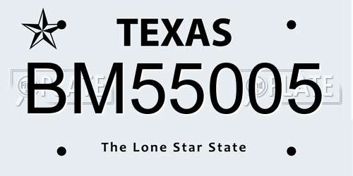 BM55005 Texas License Plate