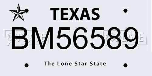 BM56589 Texas License Plate