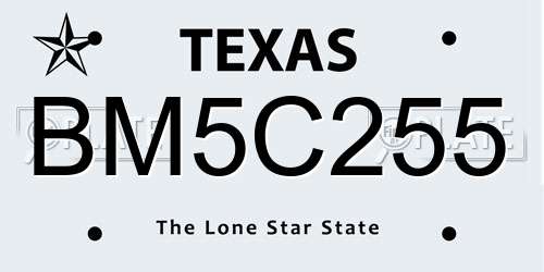 BM5C255 Texas License Plate