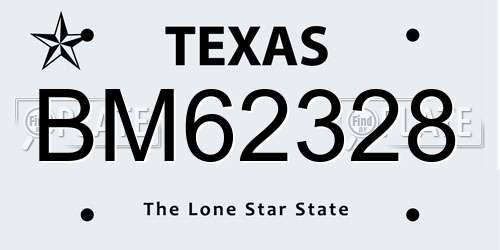 BM62328 Texas License Plate
