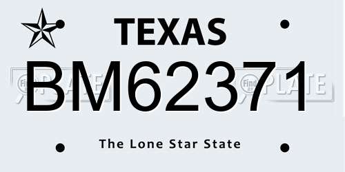 BM62371 Texas License Plate