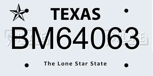 BM64063 Texas License Plate