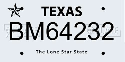 BM64232 Texas License Plate