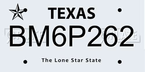 BM6P262 Texas License Plate