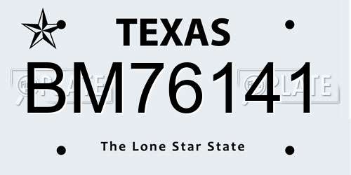 BM76141 Texas License Plate