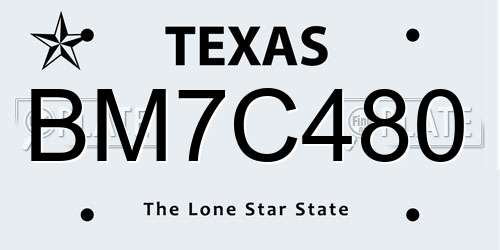BM7C480 Texas License Plate