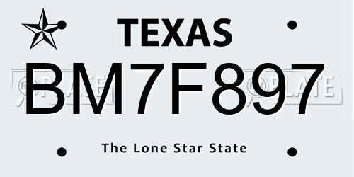 BM7F897 Texas License Plate