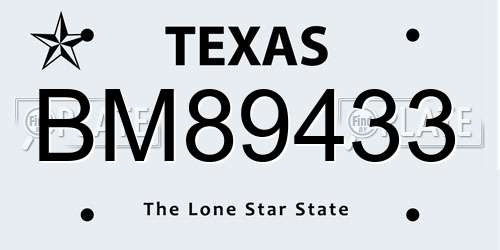 BM89433 Texas License Plate