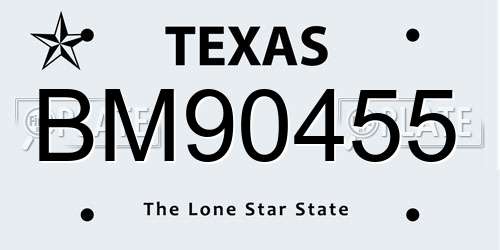 BM90455 Texas License Plate