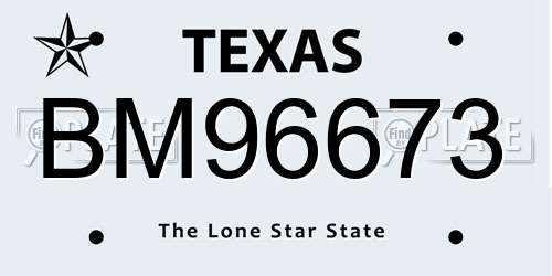 BM96673 Texas License Plate
