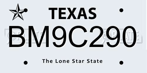 BM9C290 Texas License Plate