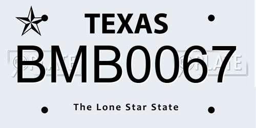 BMB0067 Texas License Plate