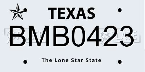 BMB0423 Texas License Plate