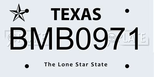 BMB0971 Texas License Plate