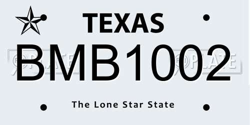 BMB1002 Texas License Plate