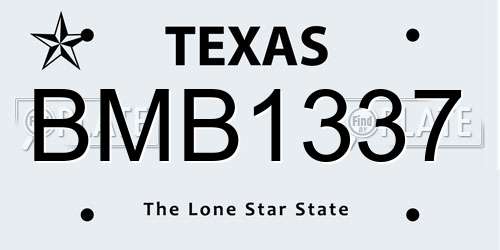 BMB1337 Texas License Plate