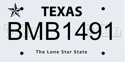 BMB1491 Texas License Plate