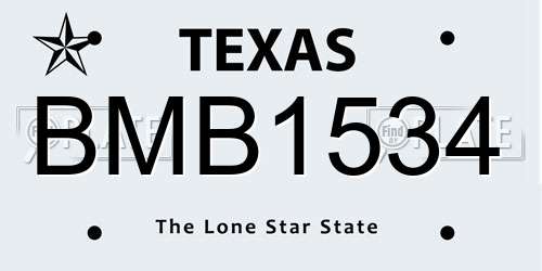 BMB1534 Texas License Plate