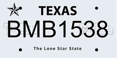 BMB1538 Texas License Plate