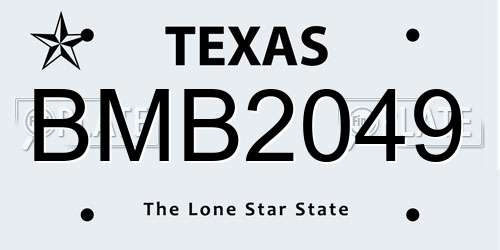BMB2049 Texas License Plate