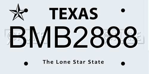 BMB2888 Texas License Plate