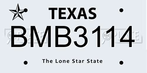 BMB3114 Texas License Plate